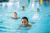 stock photo of kids swimming