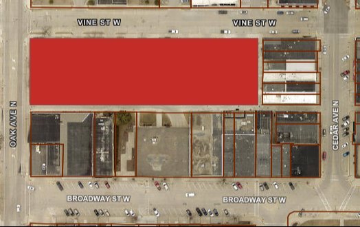 Aerial map showing the location of the Vine Street Parking Lot Project
