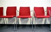 Stock photo of empty chairs in a row
