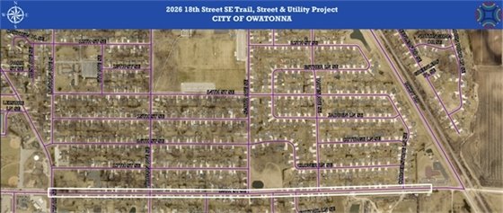 Aerial map showing 18th Sreett Reconstruction project limits