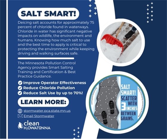 Graphic reminding to leave 3 inches of space between salt crystals on sidewalks. 