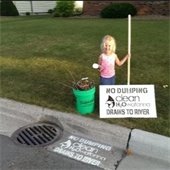 Photo of catch basin with reminder