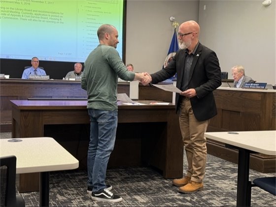 New Human Rights Commissioner Josiah Hult (left) and Mayor Matt Jessop 