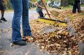 Stock photo of leaf raking
