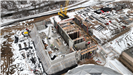 Aerial of wastewater treatment building construction in progress