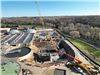 Aerial of wastewater treatment building construction in progress